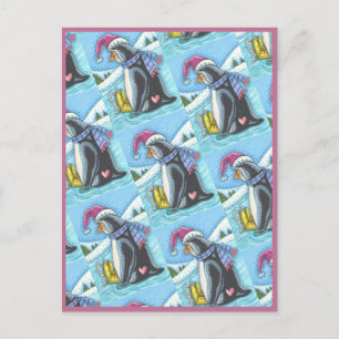 CARTÃO POSTAL SENHOR, SOLITÁRIO PENGUIN WHIMSY HOLIDAY