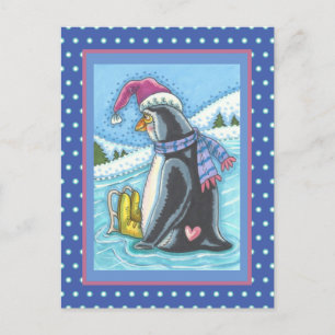 CARTÃO POSTAL SENHOR, SOLITÁRIO PENGUIN WHIMSY HOLIDAY