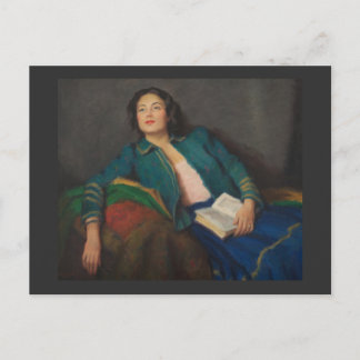 Cartão Postal Senhora com Livro