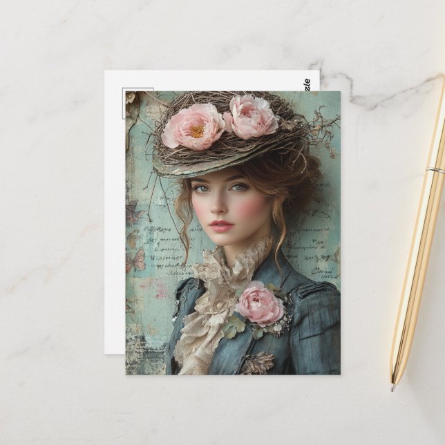 Cartão Postal Senhora com um Chapéu da Natureza (Frente/Verso In Situ)