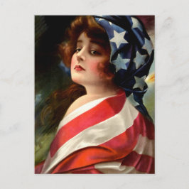 Cartão Postal Senhora da Bandeira Arte Patriótica Vintage 4 de J