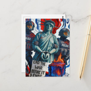 Cartão Postal senhora da liberdade de protesto congelada presa p