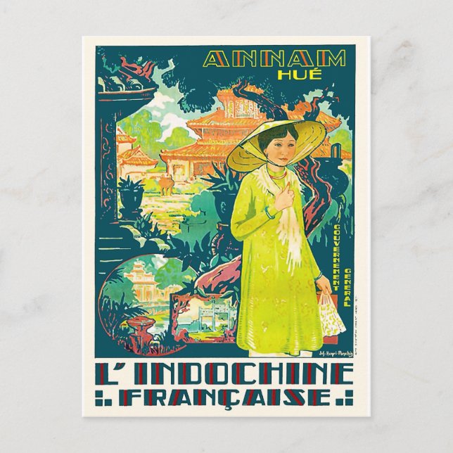 Cartão Postal Senhora de Annam Hue, Cidade do Vietnã, Ásia (Frente)