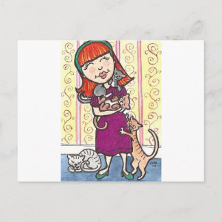 Cartão Postal Senhora de Gato Louca