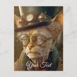 Cartão Postal Senhora de Gato Steampunk.