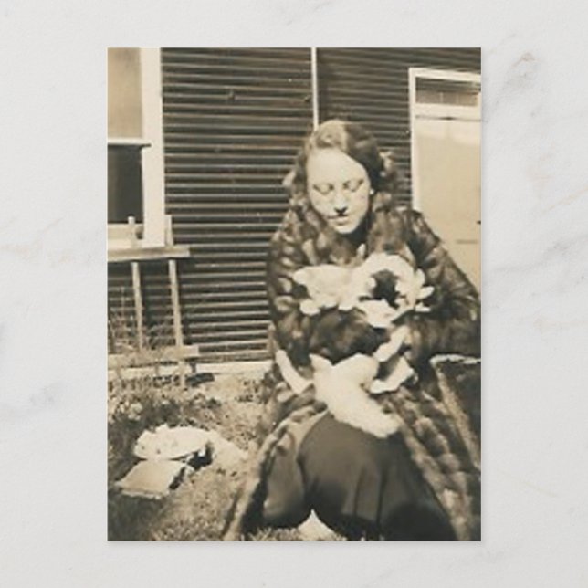 Cartão Postal senhora do gato (Frente)