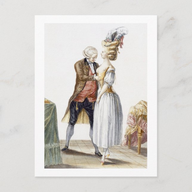 Cartão Postal Senhora Elegante em uma reunião com seu talão, pra (Frente)