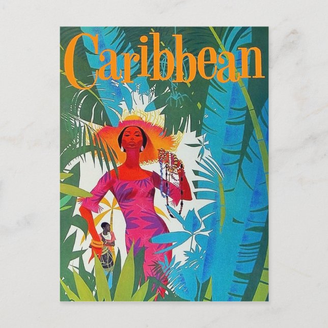 Cartão Postal Senhora em uma caminhada sobre a sela de Caribe, v (Frente)