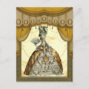 Cartão Postal Senhora Georgiana com fã - Dourada