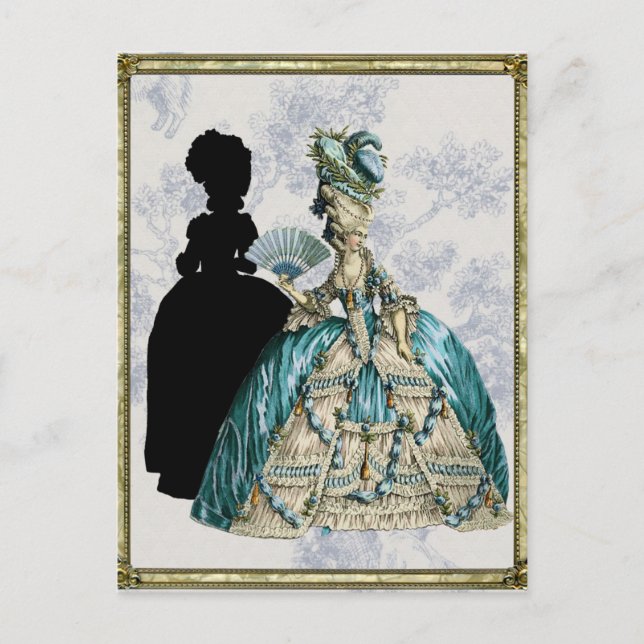 Cartão Postal Senhora Georgiana com ventilador - Azul (Frente)