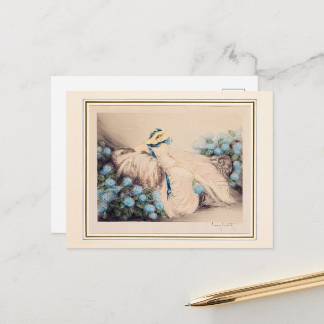 Cartão Postal Senhora Rosa, 1933, por Louis Icart (Frente/Verso In Situ)