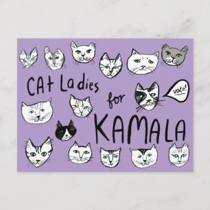 Cartão Postal SENHORAS DOS GATOS para KAMALA Cute VOTE ELEIÇÃO