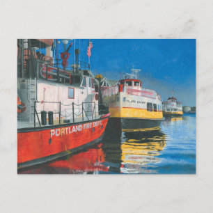 Cartão Postal Senhorita Bombeiros de Portland e Ferries da Baía