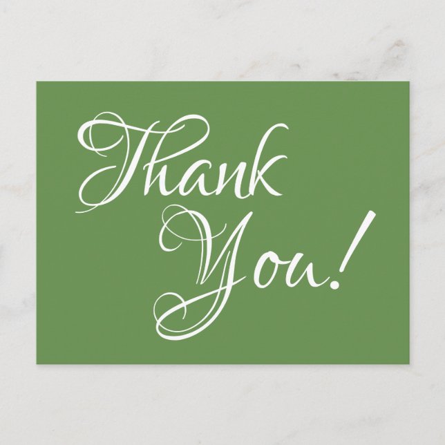 Cartão Postal Senhorita Green e White Calliographic Obrigado (Frente)