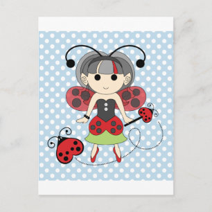 Cartão Postal Senhorita Ladybug Fairy Princess e Inseto Wand