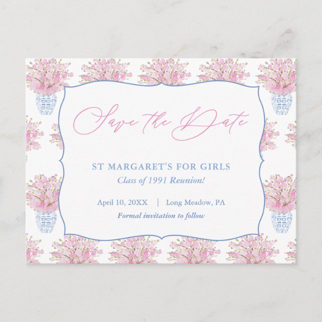 Cartão Postal Senhorita Salve a Data para a Festa de Aniversário (Frente)