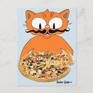 Cartão Postal "Señor Gato Pizza" Engraçado Deluxe Pizza Gata