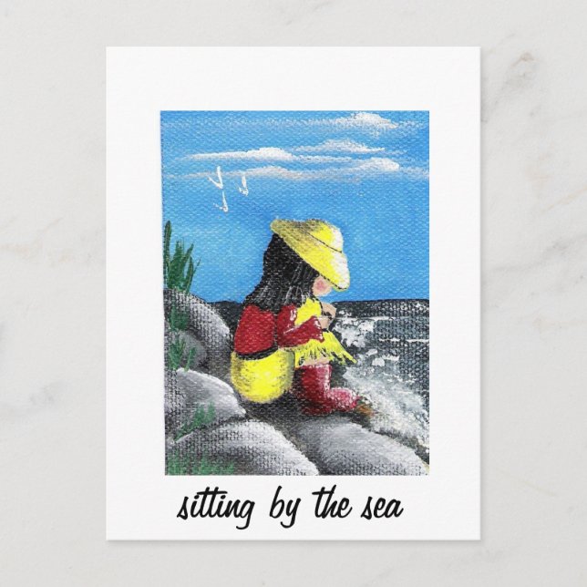Cartão Postal Sentado pelo mar (Frente)