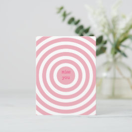 Cartão Postal Sente Sua Falta - Círculos Rosa Abstrato Bonito