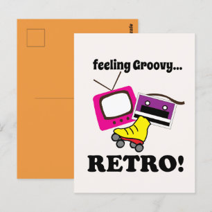 Cartão Postal Sentimento Retro Groovy Retro