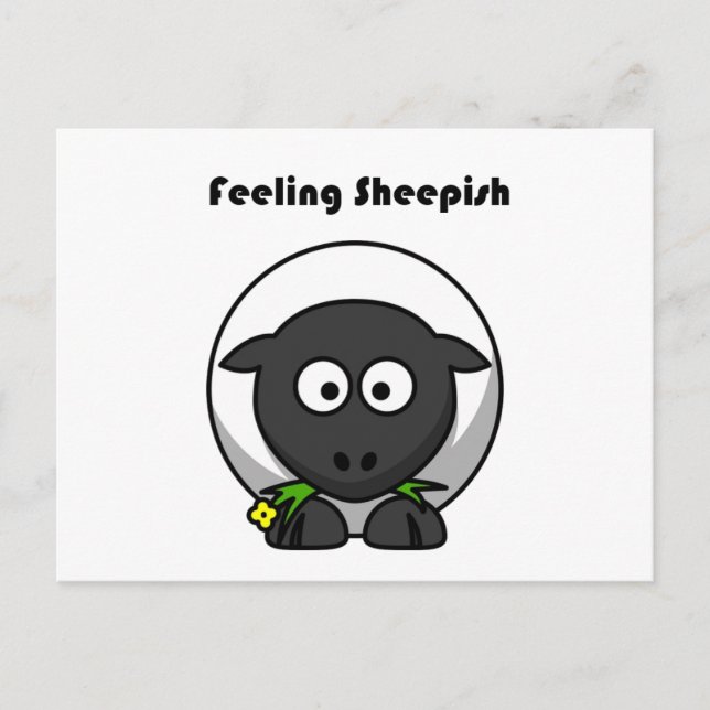 Cartão Postal Sentindo Caricatura Bela e Bela Ovelha Engraçada (Frente)