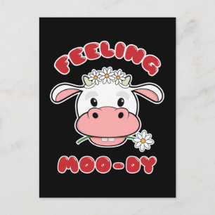 Cartão Postal Sentindo-se Moo-di   Citação de Vaca de Desenho An