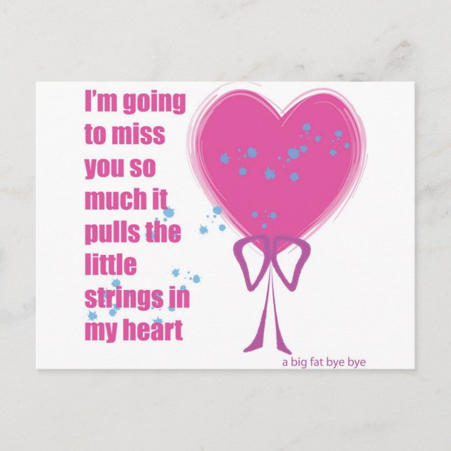 Cartão Postal Sentirei sua falta (Frente)