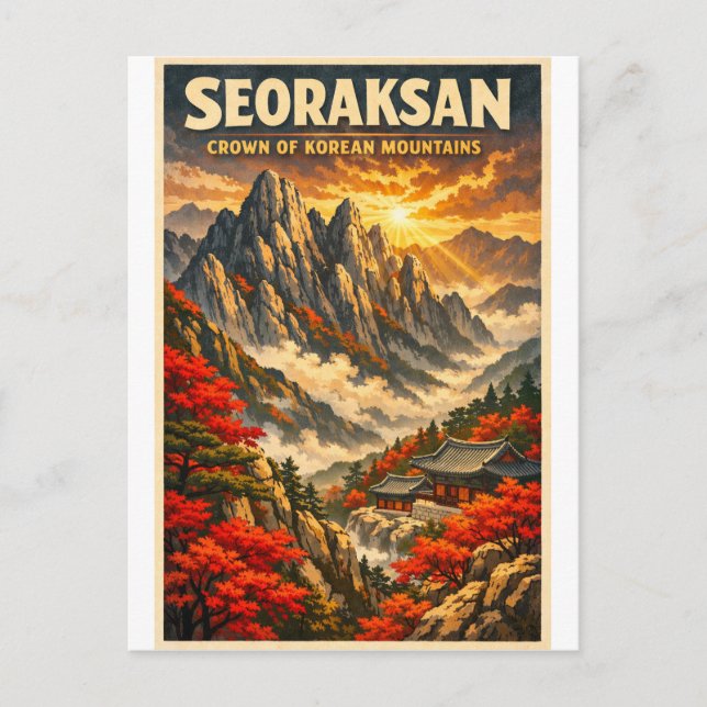 Cartão Postal Seoraksan Mountain, South Korea, in a classic  (Frente)