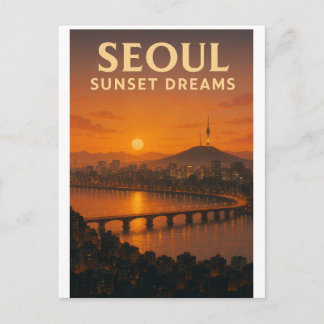 Cartão Postal Seoul Korean Sunset Dream  – City Skyline Art