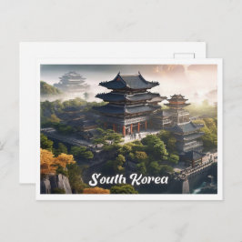 Cartão Postal Seoul South Korea Art Vintage Travel Illustration