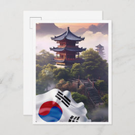Cartão Postal Seoul South Korea Art Vintage Travel Illustration