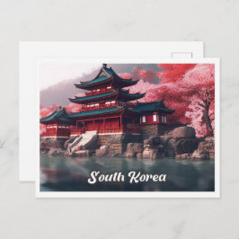 Cartão Postal Seoul South Korea Art Vintage Travel Illustration
