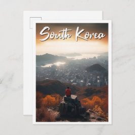 Cartão Postal Seoul South Korea Art Vintage Travel Illustration