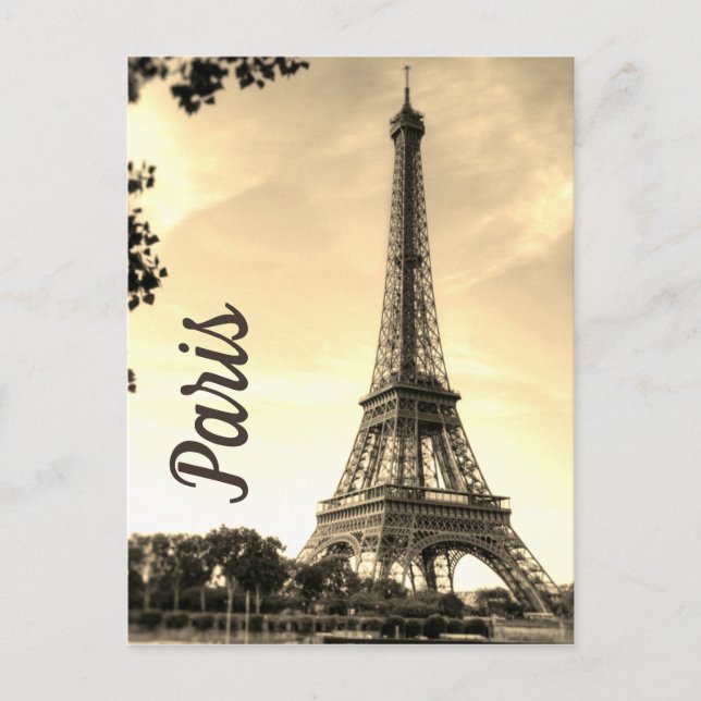 Cartão Postal Sepia Eiffel Tower Paris Europa Viagem Foto: (Frente)