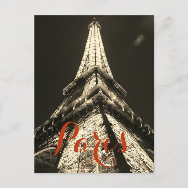 Cartão Postal Sepia Eiffel Tower Paris Na moda Classical França (Frente)