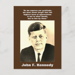 Cartão Postal Sepia JFK John F. Kennedy Citação Motivação