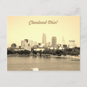 Cartão postal Sepia Lake Skyline Cleveland OH
