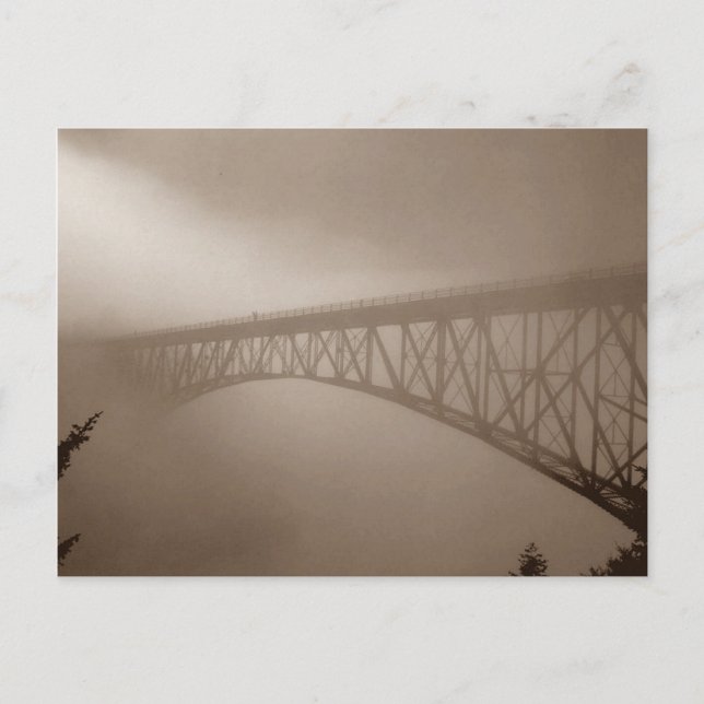 Cartão Postal Sepia Postcard Bridge Disappers Mist Viagem (Frente)