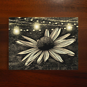 Cartão Postal Sepia Tonelada Coneflower sob Luzes de Jar do Ouro