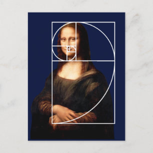 Cartão Postal Sequência Fibonacci Leonardo da Vinci Mona Lisa