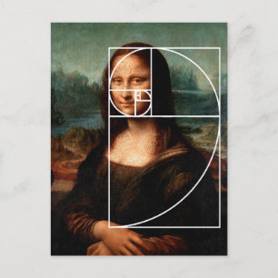 Cartão Postal Sequência Fibonacci Leonardo da Vinci Mona Lisa
