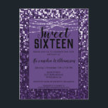 Cartão Postal Sequins Roxos/Chamada Glitter Chic Sweet 16<br><div class="desc">Sequin Roxo/Glitter Cartão postal de 16 Convites de aniversário Sweet apresenta muitas sequências cintilantes roxas! Personalize facilmente seu convite usando nossa ferramenta de design fácil utilização. As fontes e as cores da fonte podem ser alteradas usando a opção "personalizar mais" na ferramenta design. Se precisar de assistência ou estiver procurando...</div>