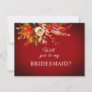 Cartão Postal Será Que Você Será Minha Bridesmaid Autumn Floral