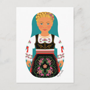 Cartão postal Serb Blonde Matryoshka