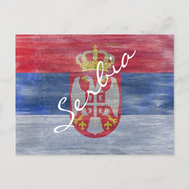 Cartão Postal Serbia afligiu a bandeira sérvio (Frente)