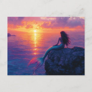Cartão Postal Sereia assistindo arte sunset