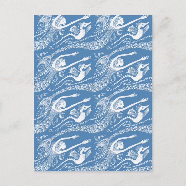 Cartão Postal Sereia com Pérolas e Cavalo-Marinho (Frente)