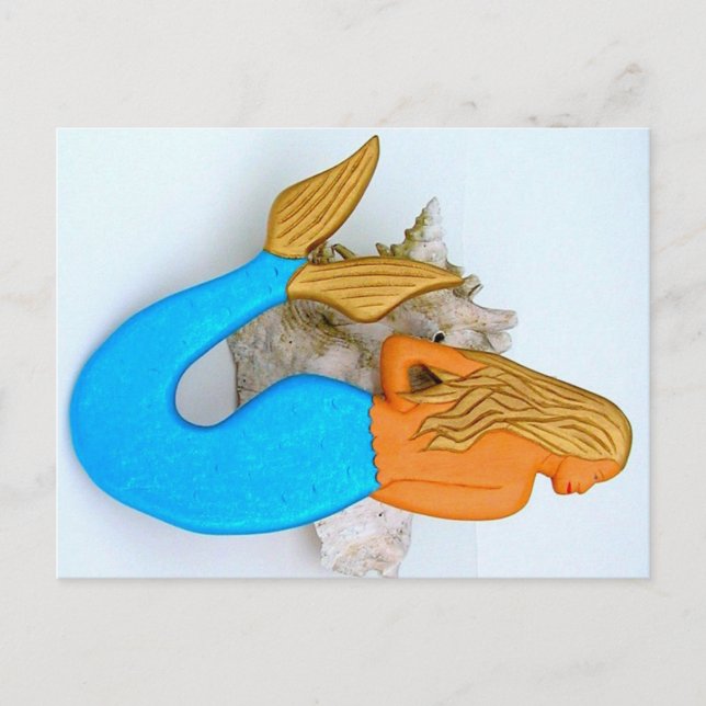 Cartão Postal sereia de cauda azul (Frente)