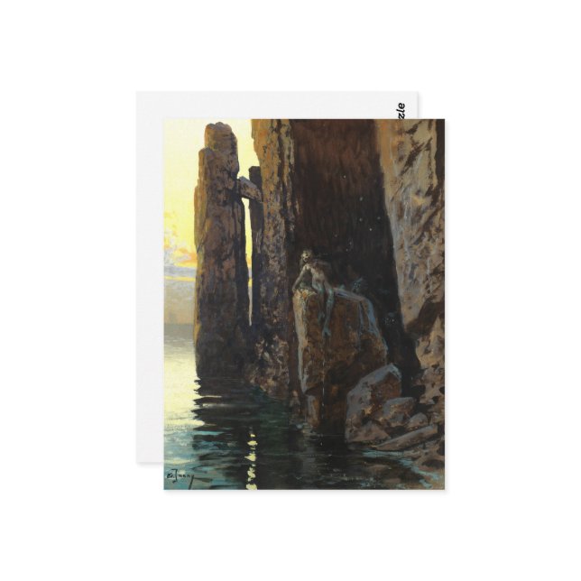 Cartão Postal Sereia do Mar Costeira Garota nua & Desejos à Espe (Frente/Verso In Situ)