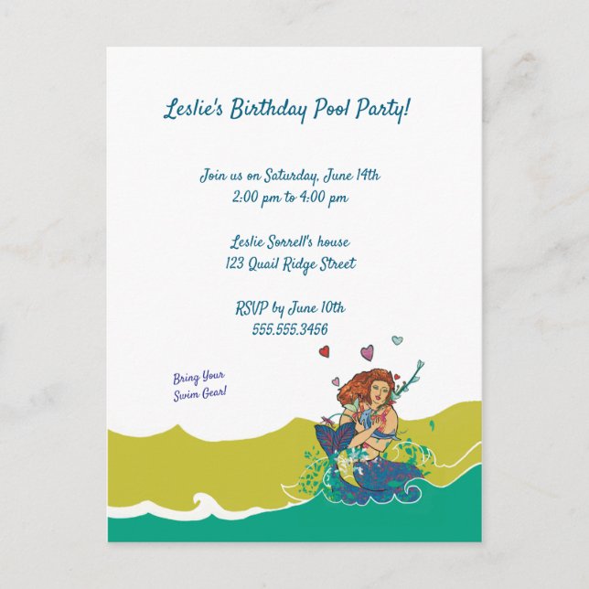 Cartão Postal Sereia e golfinho bebê (Frente)